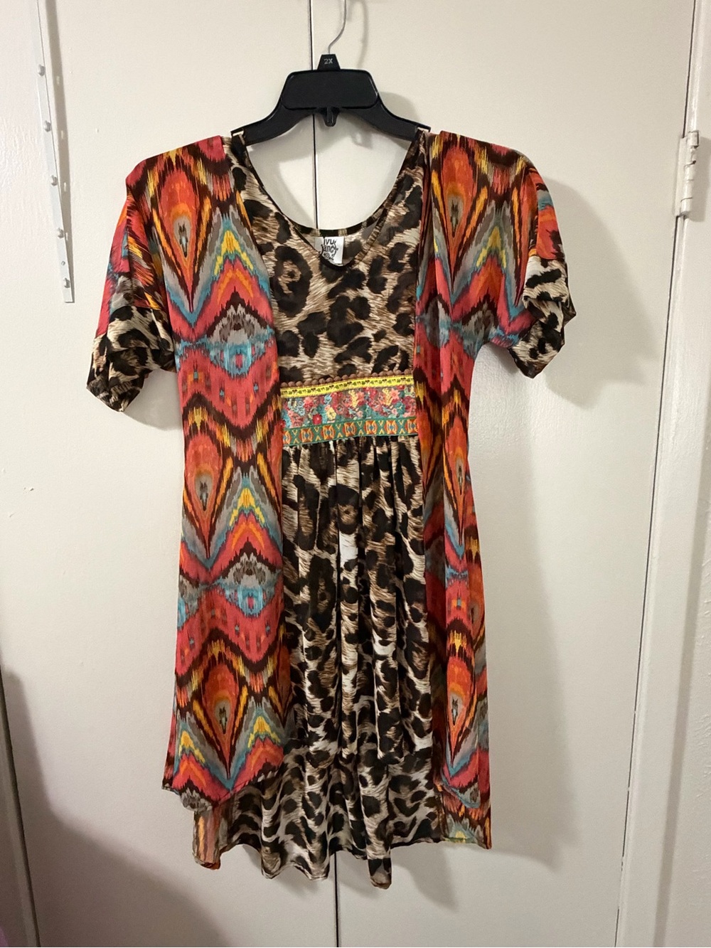 ivy jane Brown and Multicolor Printed Midi Dress